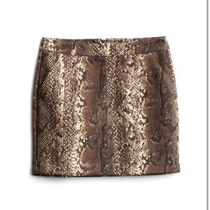 Faux suede snake skin print mini skirt